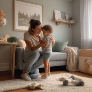 אמא וילד בחדר ילדים